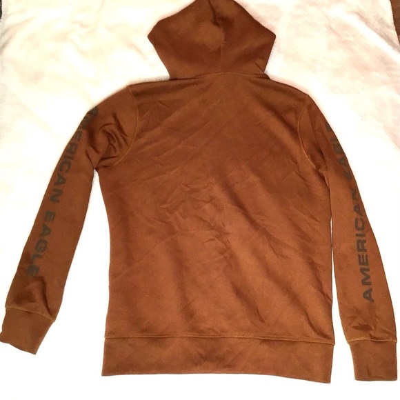Men’s American Eagle Brown Tan Zip Up Sweatshirt Hoodie Size MT(Medium Tall) - Picture 6 of 11